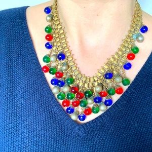 Vintage Brass and Teardrop Bead Necklace